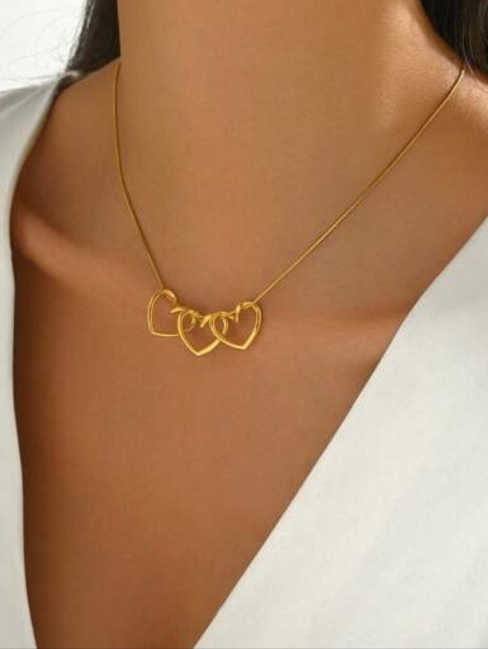 Stainless Steel Gold Heart Necklace - Women Jewelry